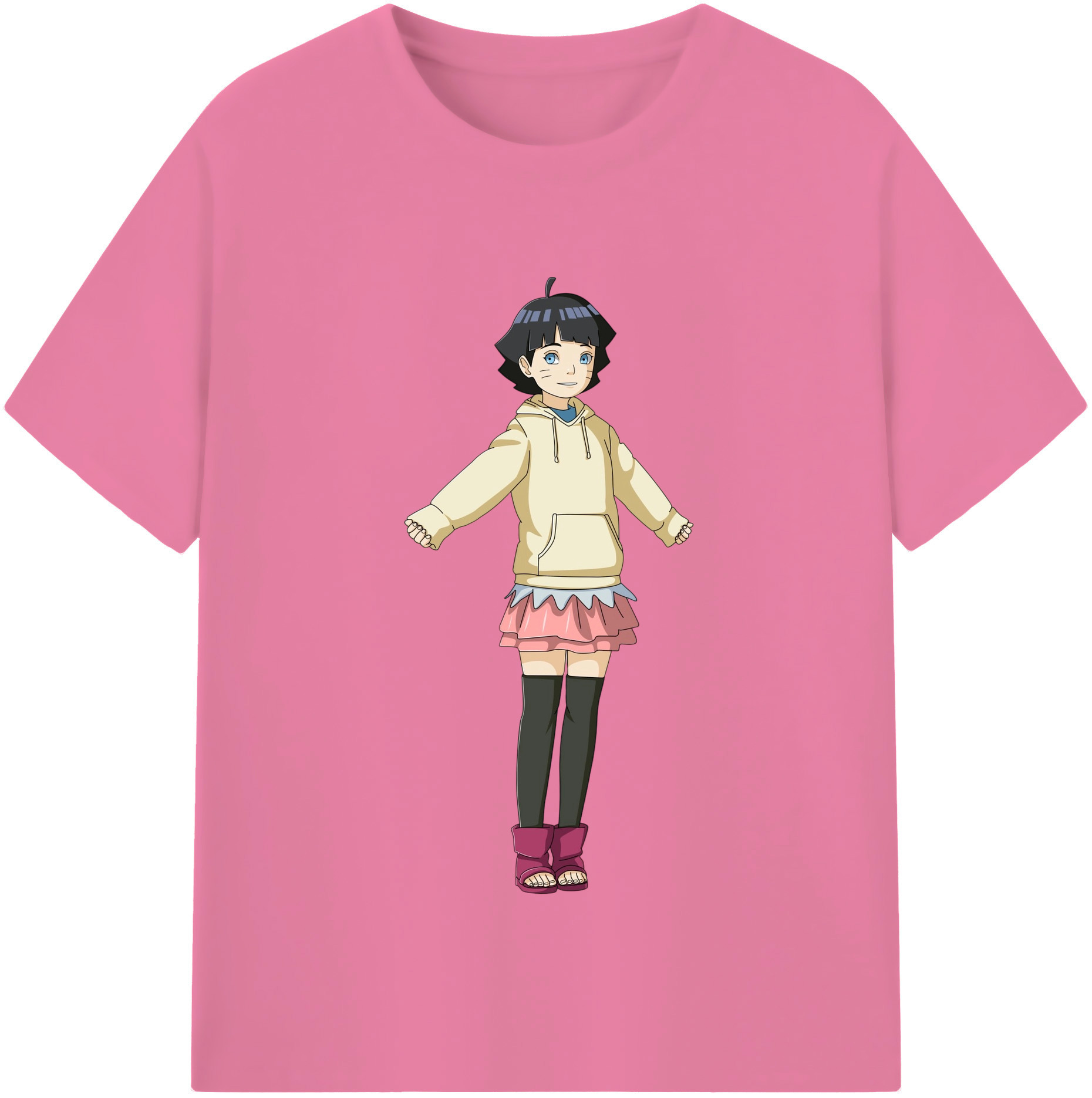 （画像用） NARUTO -ナルト- うずまき ヒマワリ Uzumaki Himawari 綿100％半袖Tシャツ（フロントプリント）